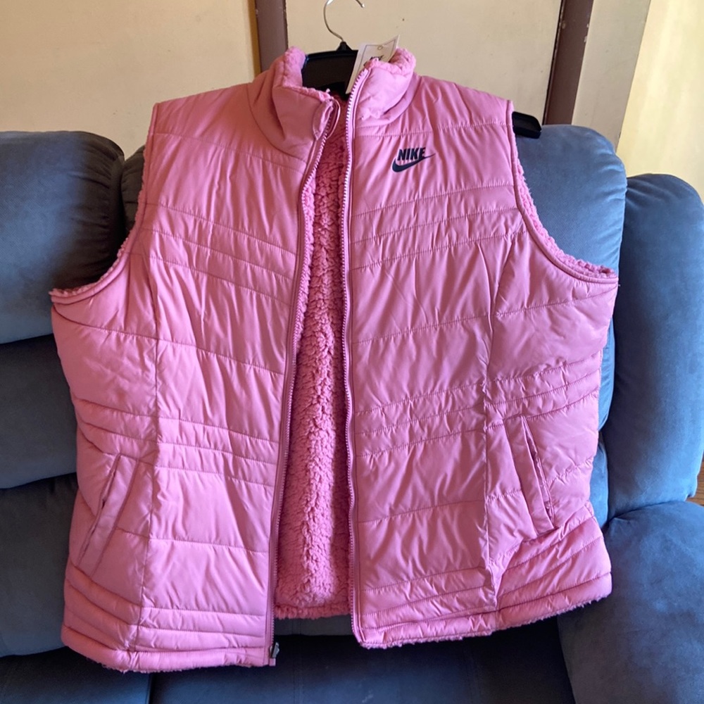 Pink Nike fur vest